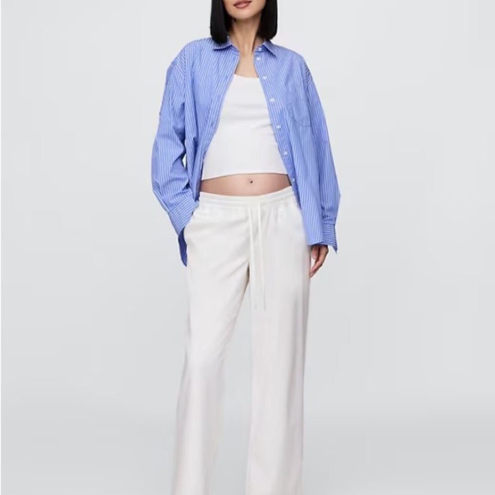 GAP White Maternity Easy Wide-Leg Pants